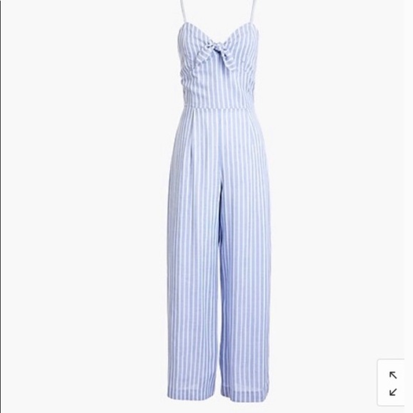 J. Crew Pants - J Crew blue striped tie jumpsuit